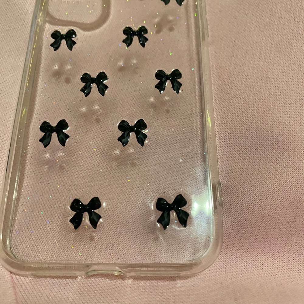Ardene Clear Phone Case with Black Bows